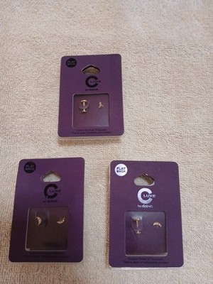 Bulk Lot of (3)C Luxe Gold Tone Titanium Micro Tone Earrings MSRP $60 NWT
