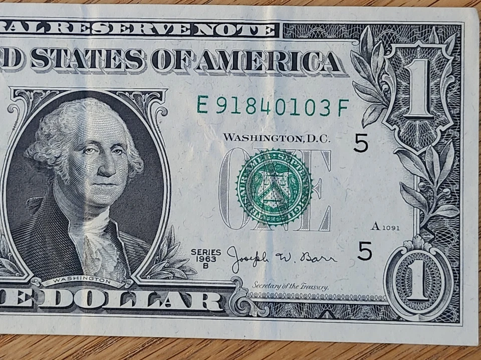 1963 B JOSEPH BARR RICHMOND DISTRICT FEDERAL RESERVE NOTE E91840103F - Image 4 of 4