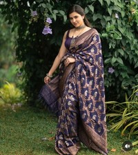 Designer Sari Bollywood Bridal Silk Saree Blouse South Indian Party Wear Saree