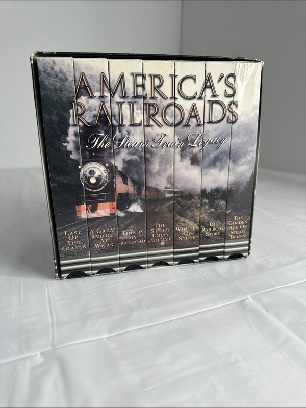 VHS VIDEO 7 TAPE SET AMERICAN RAILROADS THE STEAM TRAIN LEGACY 1995 Vintage