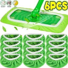 6pcs Reusable Microfiber Mop Pads – Wet & Dry Sweeper Cleaning Cloths for Floor