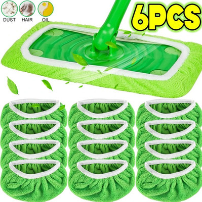 6pcs Reusable Microfiber Mop Pads   Wet & Dry Sweeper Cleaning Cloths for Floor
