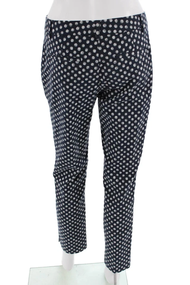 Peserico Womens Ankle Dress Pants Dark Blue Polka Dot Button Size 42 - Image 3 of 4