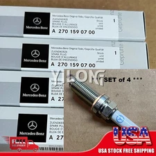 New Genuine OEM Mercedes A2701590700 - Set of 4 Spark Plugs