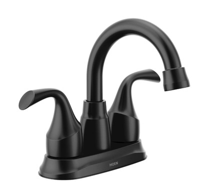 MOEN 84115BL Idora Two-Handle Centerset High-Arc Bathroom Faucet -Matte Black