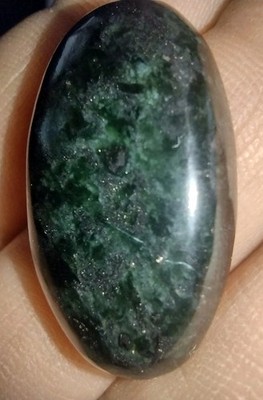 Black Dark Green Nephrite Jade Cabachon Oval Round Shape Rare 