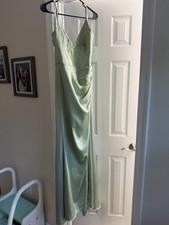 Azazie Shania Dusty Sage Stretch Satin Sleeveless Bridesmaid Dress Size 8
