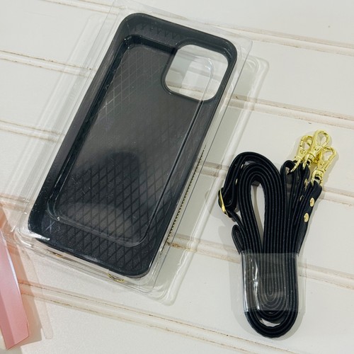 Funda Cartera Bandolera Bocasal para iPhone 13 Pro Max Negra Cuero PU Dorado - Imagen 5 de 5