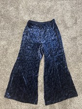 Maeve Anthropolgie Isobel Velvet Pants Womens Size 4 Blue Wide Leg