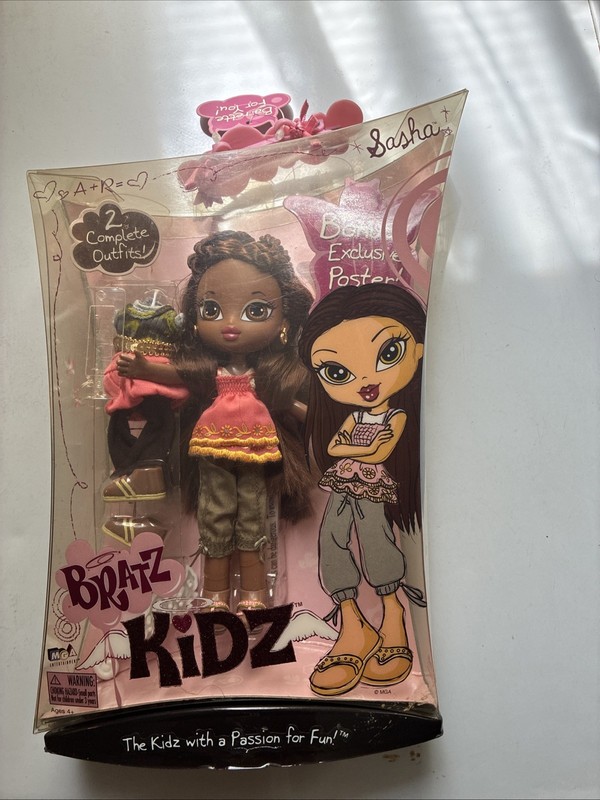 Vintage Bratz Kidz Sasha Doll In Box 2 Outfits MGA Poster 2000s Collectible