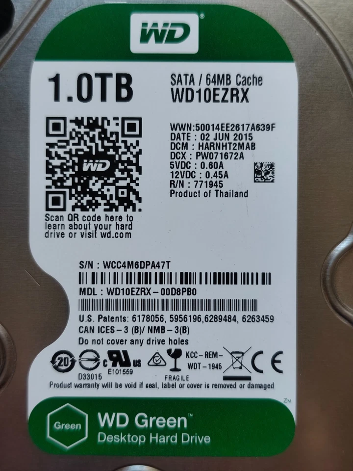 Western Digital WD10EZRX-00D8PB0 1TB 3,5" HDD Festplatte 5400rpm SATAIII 64MB - Bild 2 von 4