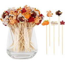 100 Fall Cocktail Picks, 4.7 IN-Thanksgiving mixed colors
