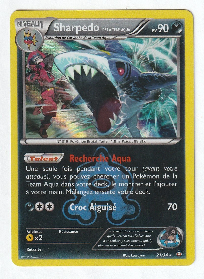 Jeton Pokémon Double Danger Team Aqua Neuf - Diamètre 3,5 Cm - édition 2015 France