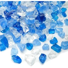 Crushed Fire Glass for Natural or Propane Fire Pit, 10 Pounds Decorative Recy...