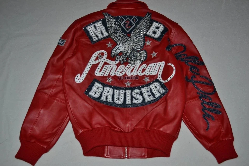 Pelle Pelle Men's LEATHER Jacket RED  ANNIVERSARY AMERICAN BRUISER  All SIzes - Image 2 of 4
