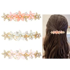 Campsis 3 PCS Rhinestone Flower Hair Barrettes Hair Clips Gold Spring Crystal...