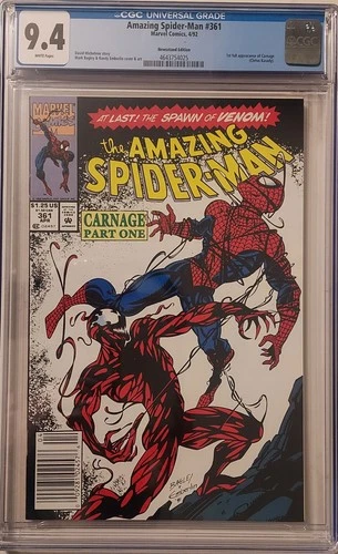Amazing Spider-Man #361 CGC 9.4 RARE Newsstand KEY 1st Carnage! 4643754025