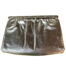 Ande Vintage Silver Metallic Clutch Purse Evening Event