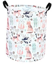 Round Cat Laundry Gift Basket Storage Hamper, Kids Toys and Cat Pattern