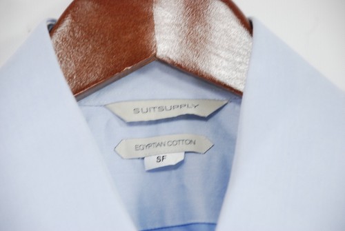 SuitSupply Men’s Light Blue Egyptain Cotton Twill Dress Shirt Sz 16 Long - 41 cm - Picture 2 of 5