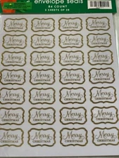 GOLD MERRY CHRISTMAS WORDING WITH GOLD TRIM AROUND 3 SHEETS/84 PCS
