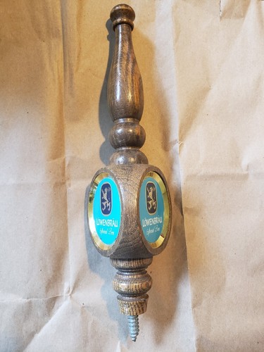 Löwenbräu Lowenbrau Beer Vintage 3 Sided Wood Tap Handle Knob - Picture 2 of 8