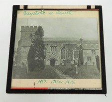 Antique B&W Magic Lantern Slide Exterior Greystoke Church Cumbria