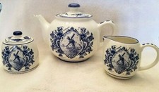 Vintage Delft Blue Delfino Hand Painted Holland Teapot Set