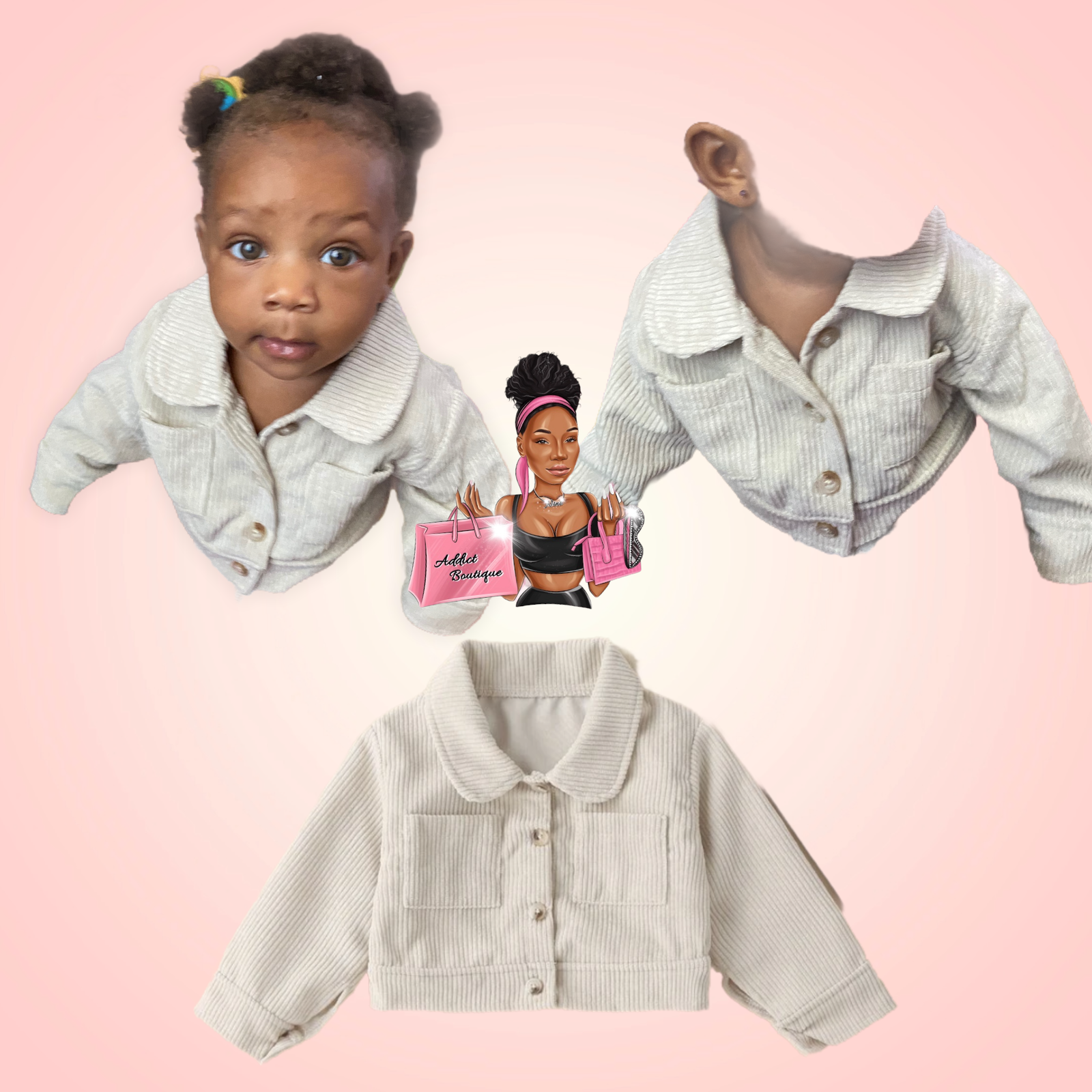 Toddler Corduroy Jacket, Beige Half 