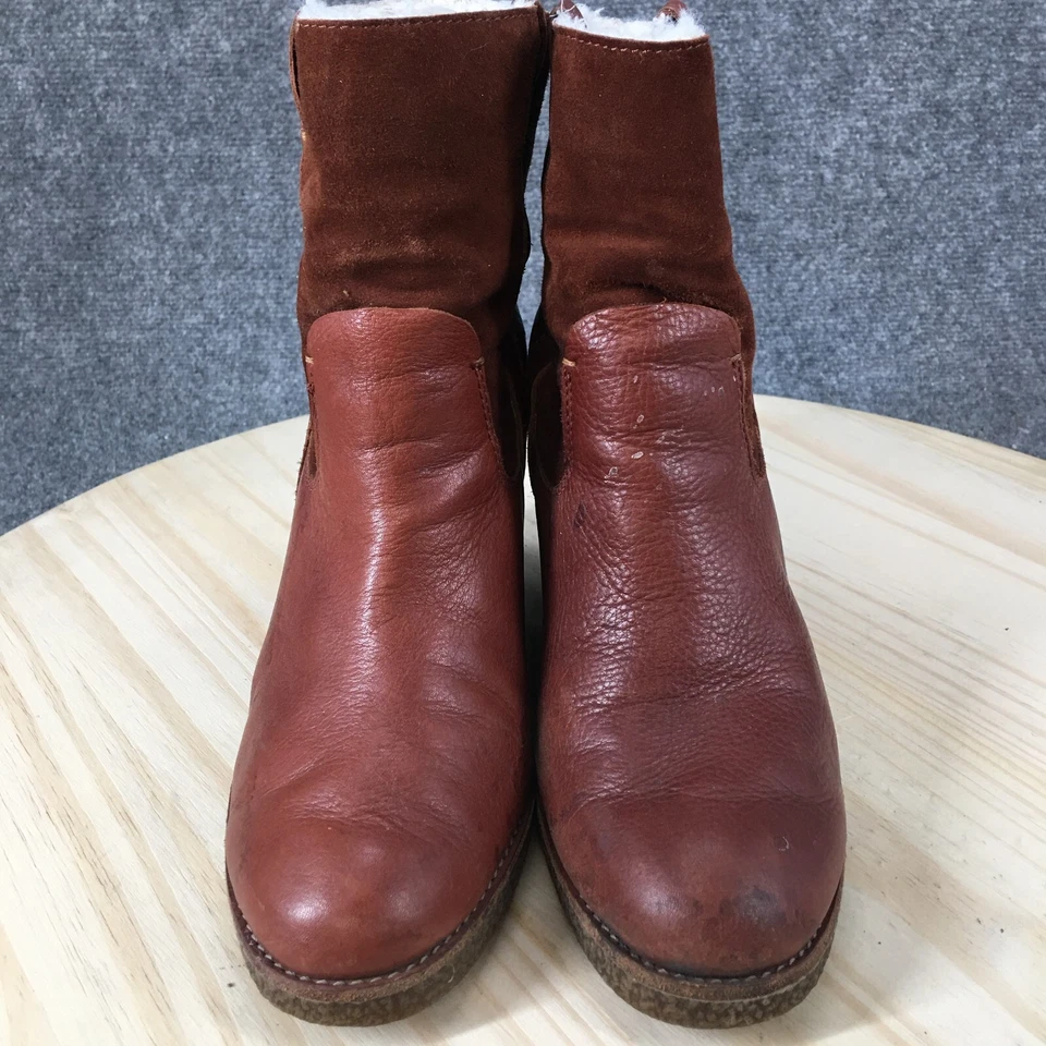 Dolce Vita Botas Mujer 8.5 Botín Cuero Marrón Imitación Piel Pull On Cuña Tobillo  Foto 4 de 4