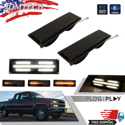 88-98 GMC Chevy C/K 1500/2500/3500 Truck Smoke LED Parking Signal Bumper Lights