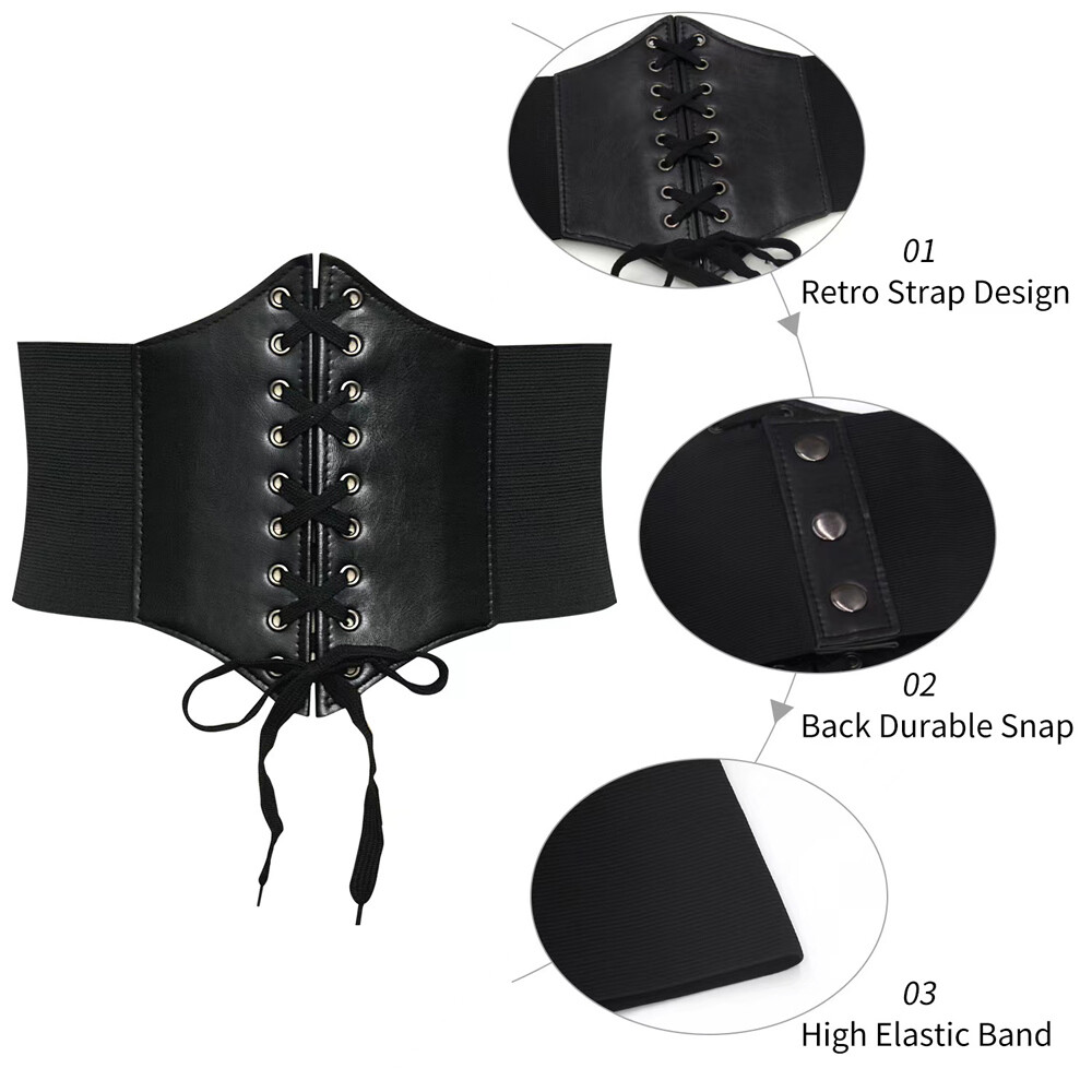 Lace-up Cinch Belt Tied Corset Elastic Waist Women Belt | eBay display picture 3