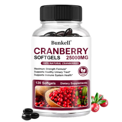 Cranberry Softgels Natural Urinary Tract Health Support - 25000mg Extra Strength