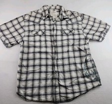Route 66 Pearl Snap Mens Large Plaid Cotton Short Sleeve Button Front Shirt