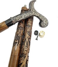 Brass Foldable Walking Stick Cane Wooden Brass Handle Gift for Men  Women