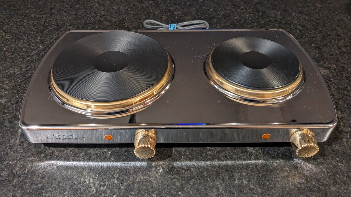 Table Cooktop Double Burner Cuisine Command Performance Gold