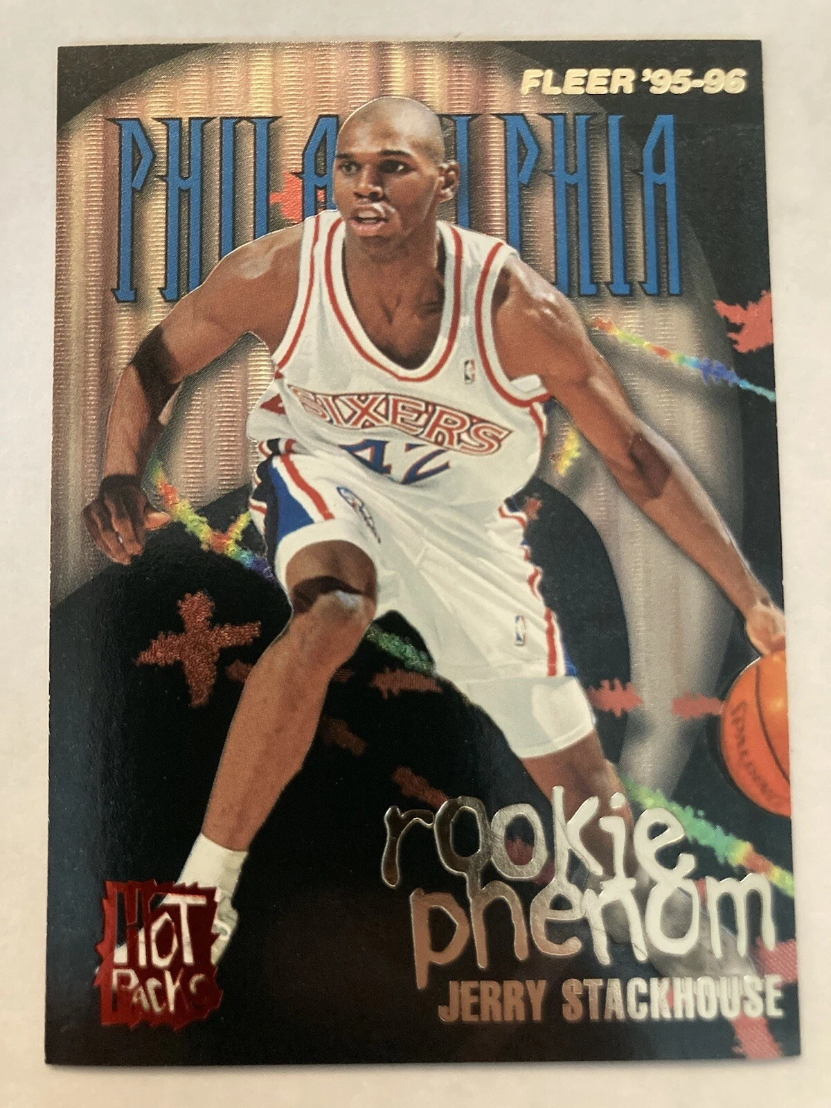 1995-96 Fleer Rookie Phenom Jerry Stackhouse Rookie #7 Hot pack