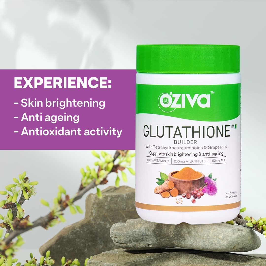 OZiva Plant Based Glutathione Builder, 60 Vegetarian Capsules