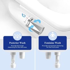 Ultra-Slim Water Non-Electric Dual Nozzle Bidet Attachment for Feminine/Posterio