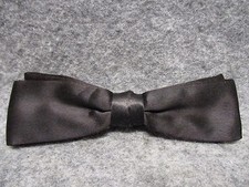 Vintage Wembley Black Silk Clip On Bow Tie Bowtie Small 5" Long