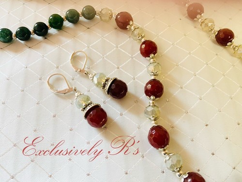 Stunning! Handcrafted Artisan Semi precious Stone Necklace & Earrings Set NEW! - Picture 3 of 6
