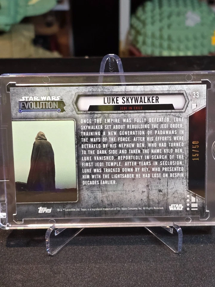 2016 Topps Star Wars Evolution Luke Skywalker Jedi in Exile Gold 15/50 - Image 2 of 2