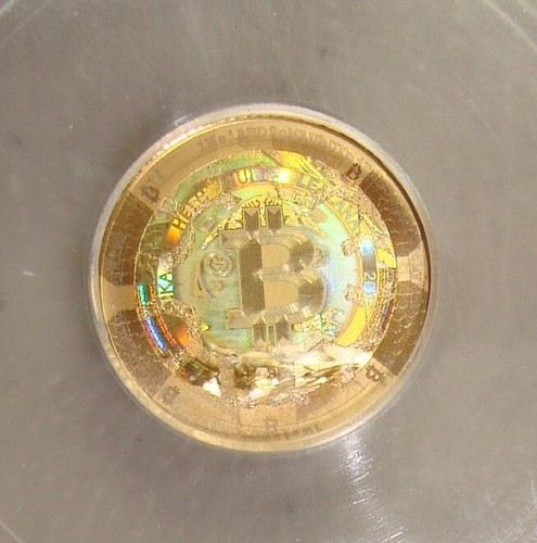 2022 Lealana Redeemed 0.01 Bitcoin 1/10 oz Gold Plated Silver ICG MS69PL Crypto - Picture 4 of 6