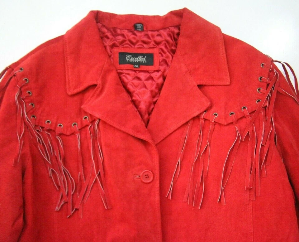 Leather Dress Jacket Coat Red 2XL Womans Lined Solid Excelled Collection XXL A4 - Image 3 of 4