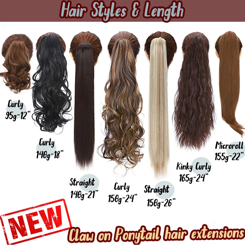 Echt Lockig Dick Klammer Haarteil Zopf Pferdeschwanz Haarverlängerung 12in-24in - Bild 4 von 4