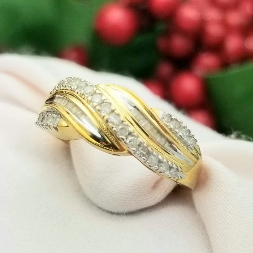 14K Round and Baguette Diamond "Forever" Anniversary Band-Yellow Gold-Engraved - Image 4 of 4