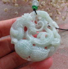 Certified Green Burma 100 Natural A Jade jadeite Pendant Dragon 597489