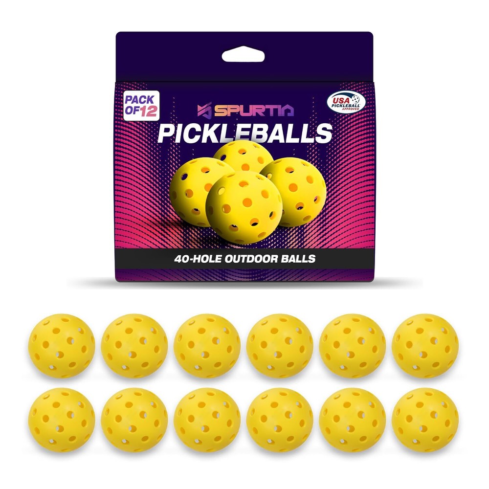 USAPA Approved Outdoor Pickleball Balls 40 Holes 12-Pack