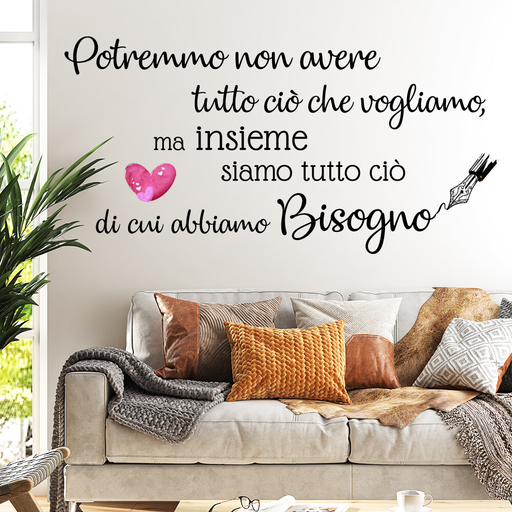 Adesivo Murale Con Frase D'Amore “Qualsiasi Cosa Accada…” – Vinile Nero E Rosso 110x50 Cm, Decorazione Per Casa, Made In Italy