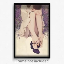 Art Poster - Woman Feeling Worthy Wearing Gripping Purple Footwear (Print)